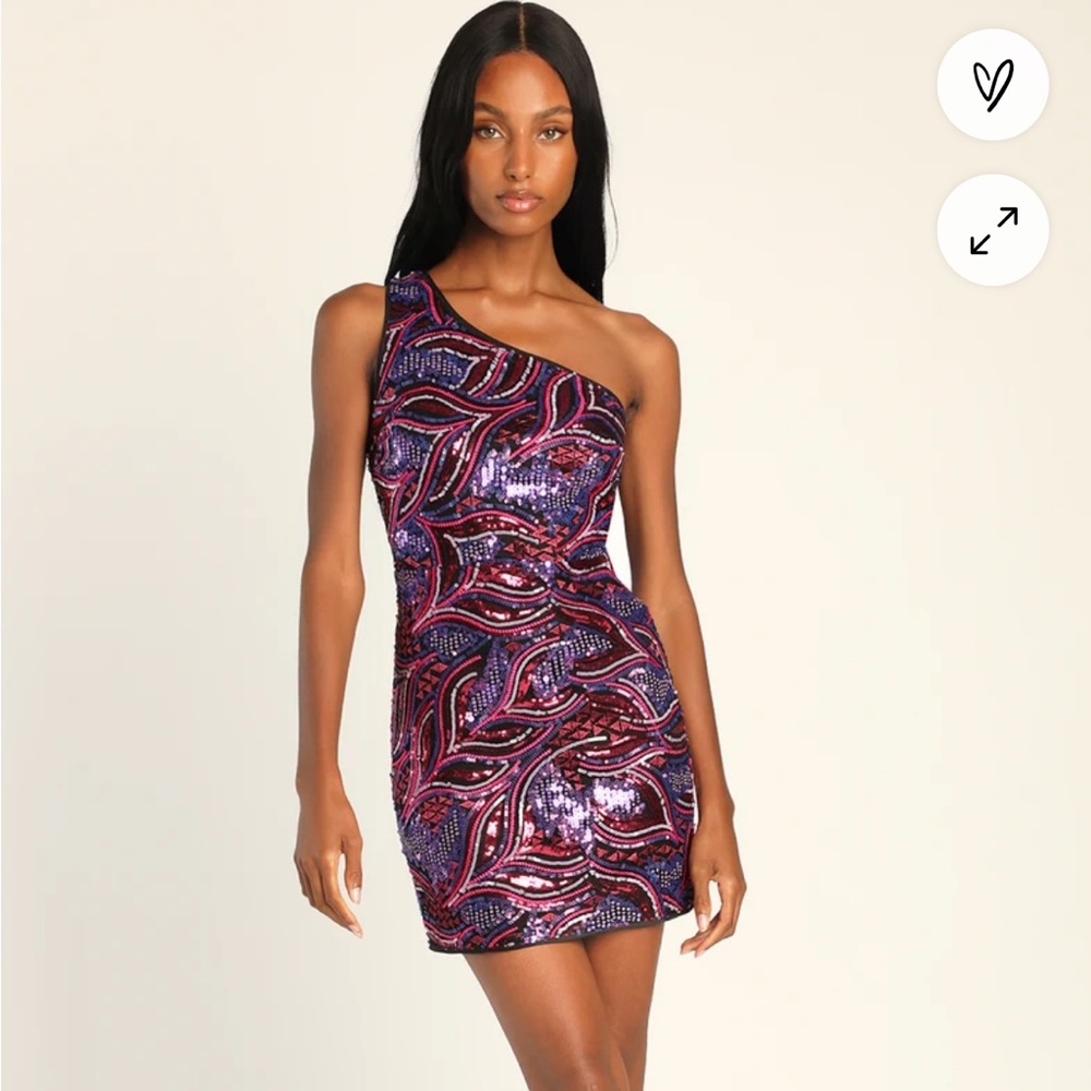 Sequined One Shoulder Body Con dress